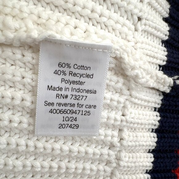 Sonoma Button Front Pocket Cardigan Sweater Ivory Red & Blue Trim Size Medium - Picture 6 of 6